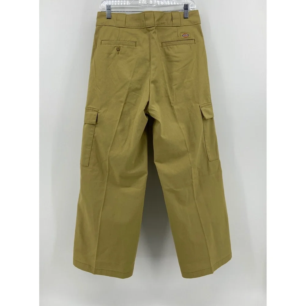 Dickies Womens Wide Leg Cargo Pants Khaki Tan Twill High Waisted FPR03S2K NEW